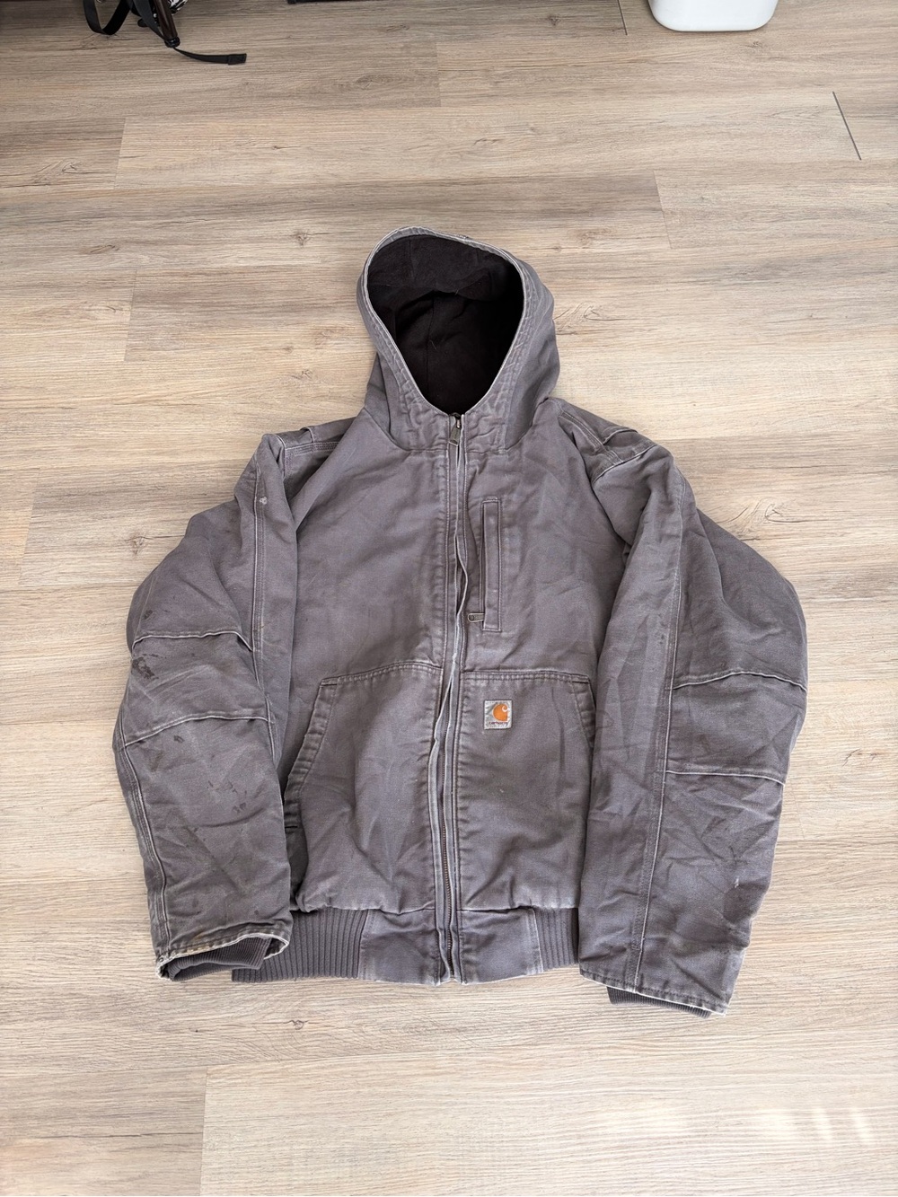 Carhartt Men's Hooded Work Jacket Gray